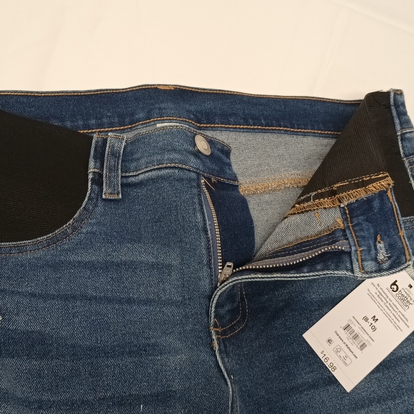 Maternity jean shorts side panel size M ( 8-10 ) Denim cotton blend Bermuda shor - Picture 16 of 16